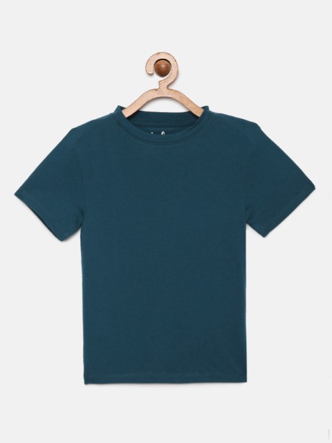 

METRO KIDS COMPANY Boys Navy Blue Indigo Solid Pure Cotton T-shirt