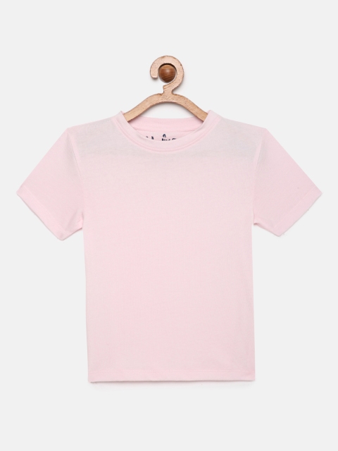 

METRO KIDS COMPANY Boys Pink Solid Pure Cotton T-shirt