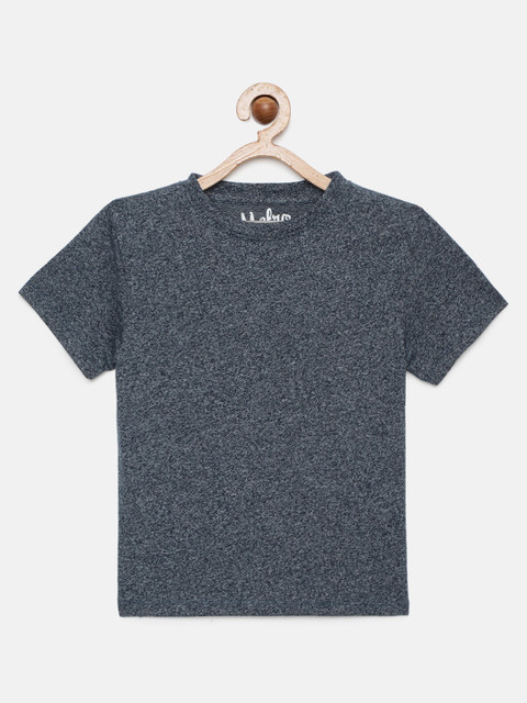 

METRO KIDS COMPANY Boys Navy Blue Solid Pure Cotton T-shirt