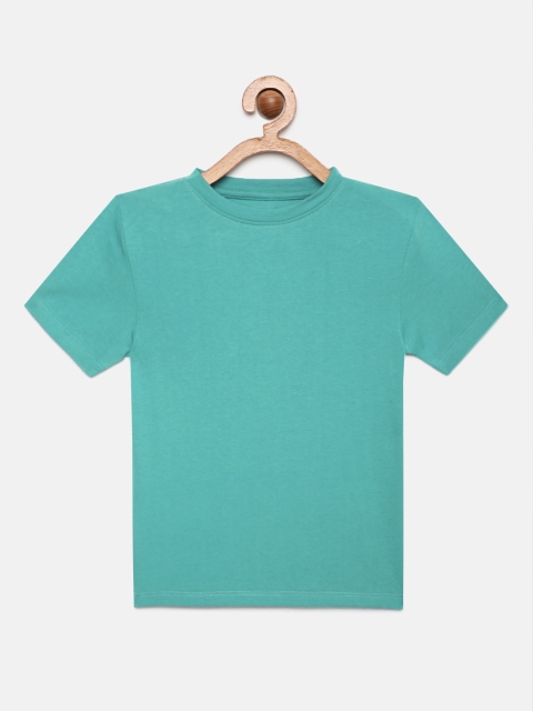 

METRO KIDS COMPANY Boys Turquoise Blue Solid Pure Cotton T-shirt