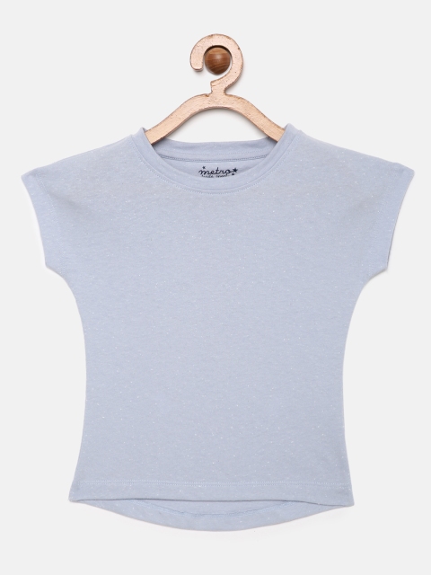 

METRO KIDS COMPANY Girls Blue Solid Regular Crop Top