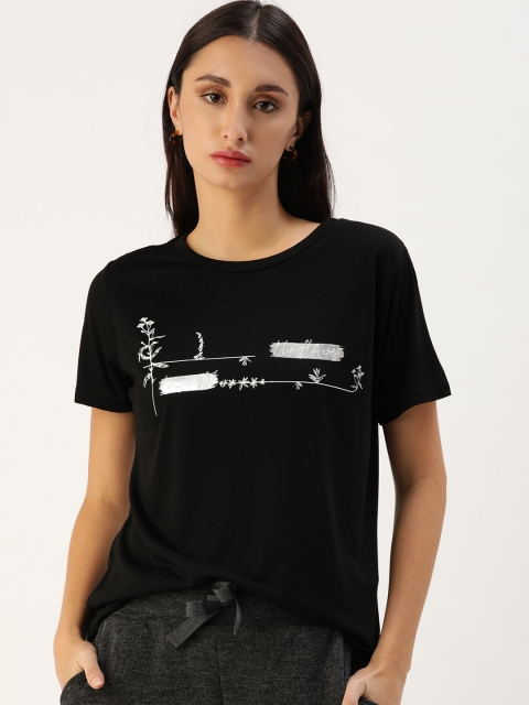 

Koton Women Black Printed T-shirt