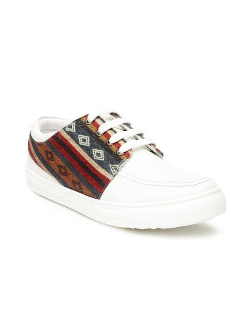 

Franco Leone Men White Printed Regular Sneakers