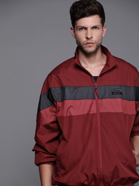 

ADIDAS Originals Men Maroon R.Y.V. Q4 Striped Track Jacket