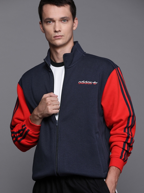 

ADIDAS Originals Men Navy Blue & Red Firebird Fleece Training Sustainable Track Sweatshirt