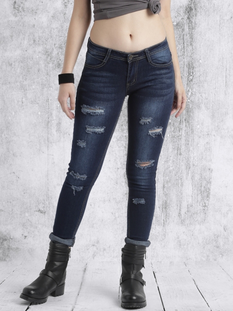 

Roadster Women Blue Slim Fit Mid-Rise Mildly Distressed Jeans