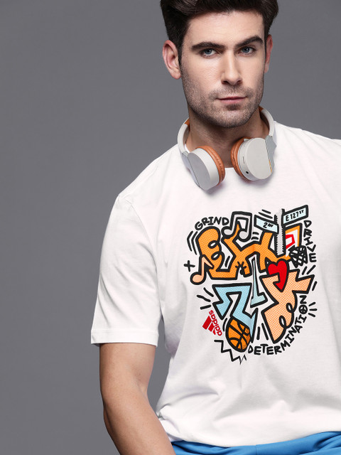 

ADIDAS Men White & Orange Donovan Mitchell D.O.N. Issue Printed Basketball T-shirt