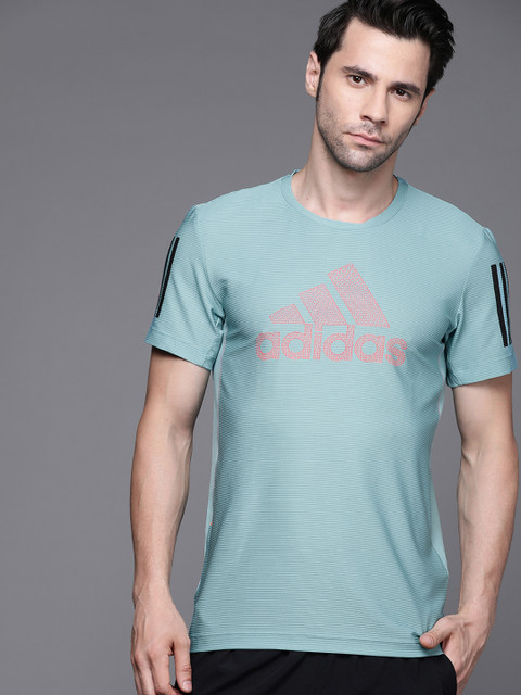 

ADIDAS Men Blue Self Striped Slim-Fit Aeroready Warrior Sustainable Training T-shirt