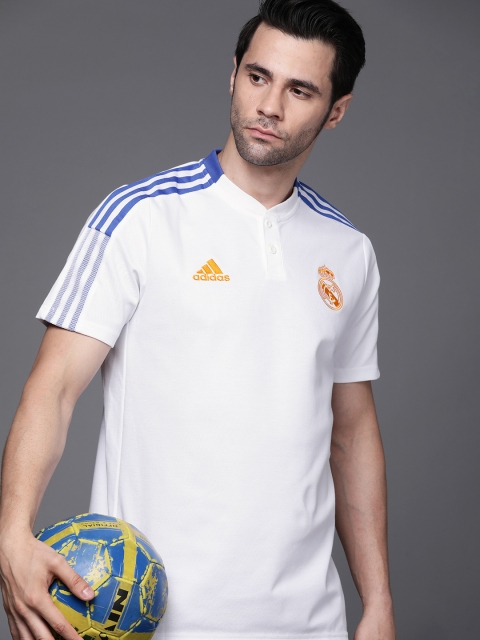 

ADIDAS Men White Solid Real Madrid Polo Sustainable Training T-shirt