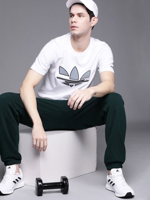

ADIDAS Originals Men White & Black Brand Logo Printed Cotton Outdoor T-shirt