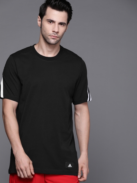 

ADIDAS Men Black 3 Striped Training or Gym T-shirt