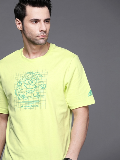 

ADIDAS Men Lime Green Graphic Printed Running T-Shirt