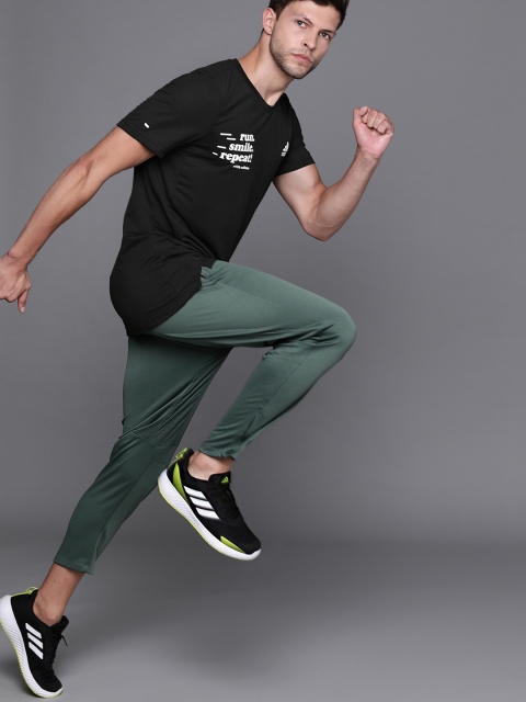 

ADIDAS Men Black Printed Detail Signature Running Sustainable T-shirt