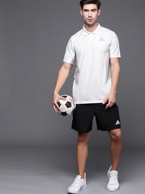 

ADIDAS Men White & Grey Pique Tennis Polo T-shirt