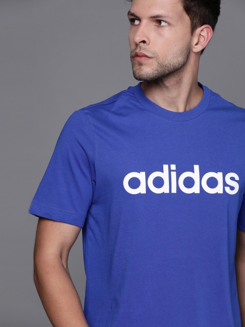 

ADIDAS Men Blue & White Pure Cotton Brand Logo Print LIN SJ Sustainable T-shirt