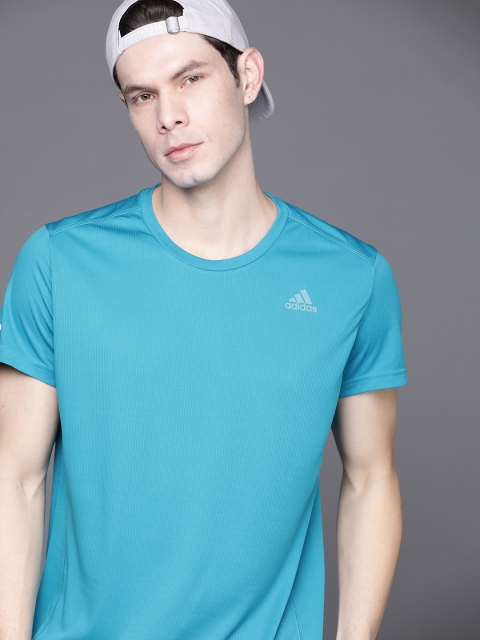 

ADIDAS Men Turquoise Blue Run It Solid Sustainable T-shirt