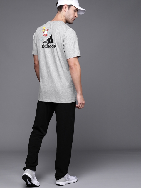 

ADIDAS Men Grey Melange Simpsons Ski Back Print Sustainable T-shirt
