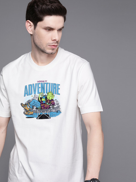 

ADIDAS Originals Men White & Blue Adventure Chamelion Pure Cotton T-shirt