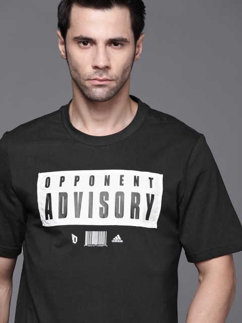 

ADIDAS Men Black Dame EP Advisory Pure Cotton Basketball Pure Cotton T-shirt