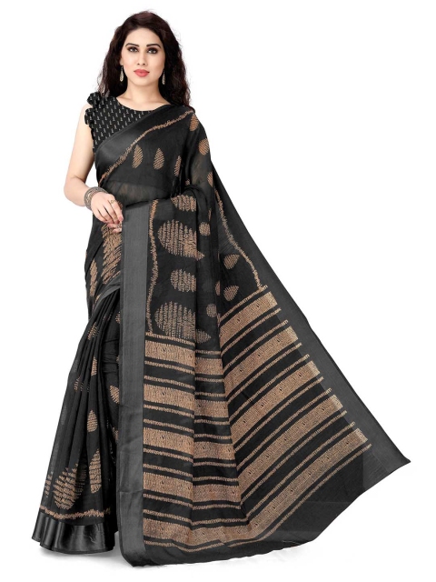 

KALINI Women Black and Beige Printed saree