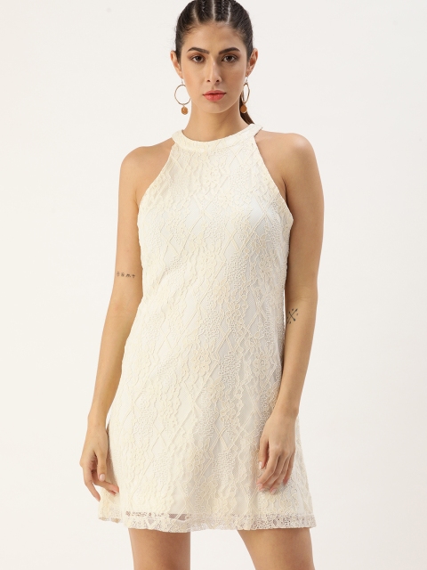 

Koton Off White Floral Lace Mini Shift Dress