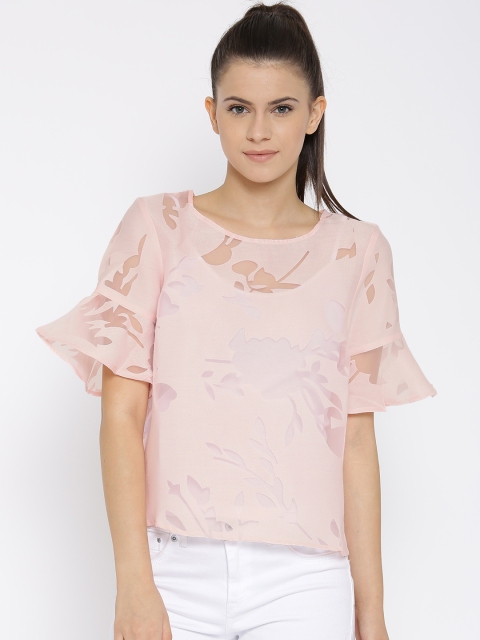 

Vero Moda Women Pink Burnout Regular Top