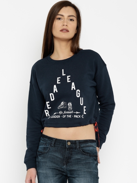 

Vero Moda Navy Crop Printed Sweatshirt, Navy blue