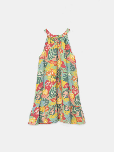 

Jade Garden Sea Green & Yellow Tropical Maxi Sustainable Dress