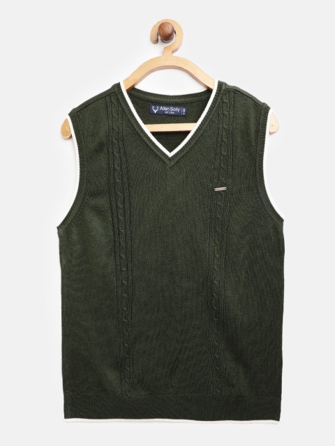 

Allen Solly Junior Boys Olive Green Cable Knitted Sweater Vest