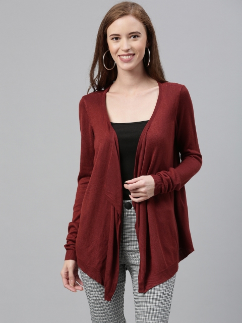 

Vero Moda Women Maroon Solid Front-Open Sweater