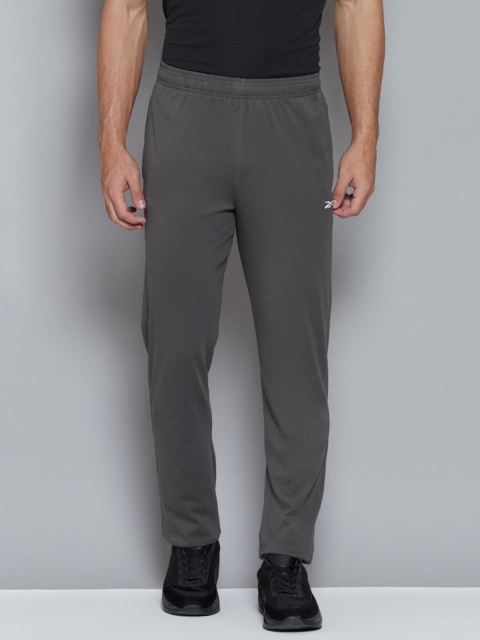 

Reebok Men Charcoal Grey Solid Pure Cotton Training Essentials Vector Track Pants