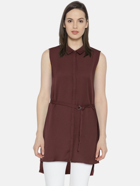 

Vero Moda Women Burgundy Regular Fit Solid Casual Shirt