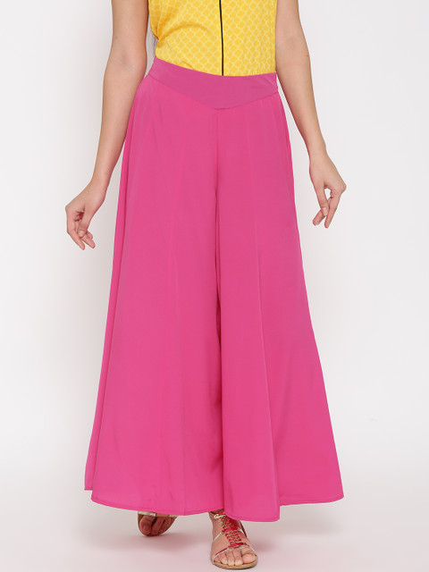 

AURELIA Pink Polyester Palazzo Trousers