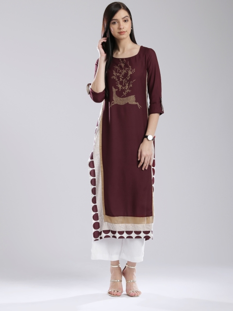 

W Burgundy Printed Kurta