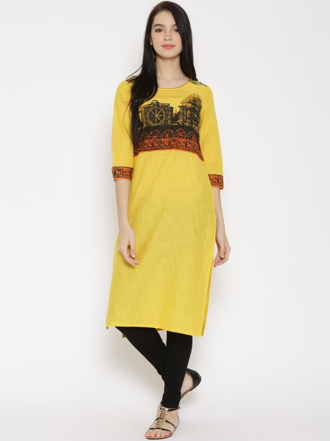 

AURELIA Yellow Printed Kurta