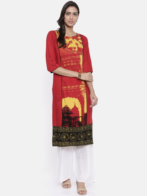 

AURELIA Red Quirky Print Kurta