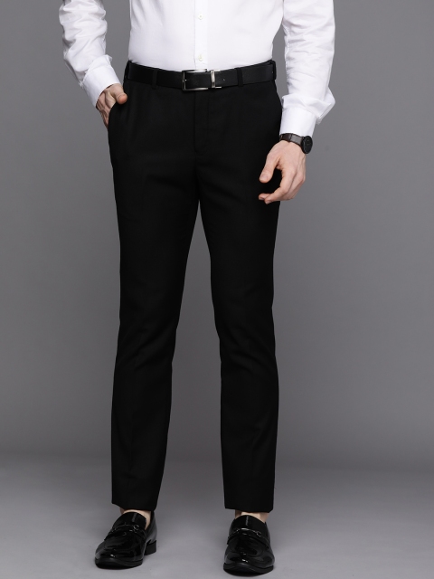 

Raymond Men Black Solid Slim Fit Regular Trousers