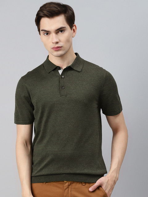 

Marks & Spencer Men Green Cotton Polo Collar T-shirt