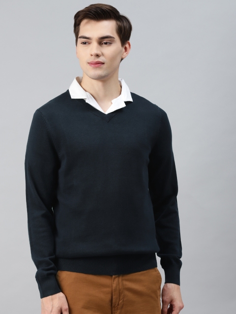 

Marks & Spencer Men Navy Blue Pure Wool Solid Pullover