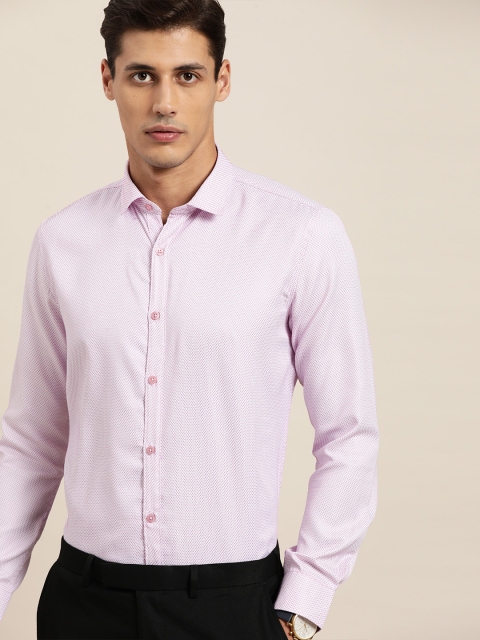 

INVICTUS Men White & Pink Slim Fit Micro Self Design Casual Shirt