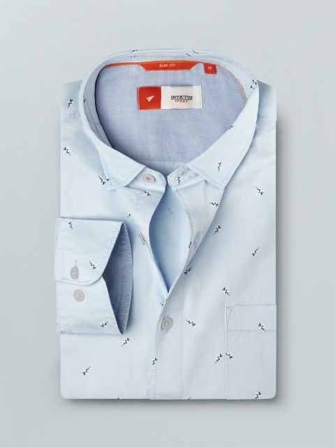 

INVICTUS Men Blue Pure Cotton Slim Fit Printed Casual Shirt
