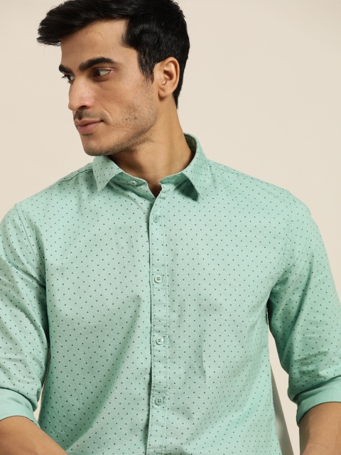 

INVICTUS Men Sea Green Pure Cotton Slim Fit Printed Casual Shirt