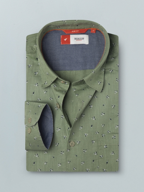 

INVICTUS Men Green Slim Fit Cotton Printed Casual Shirt
