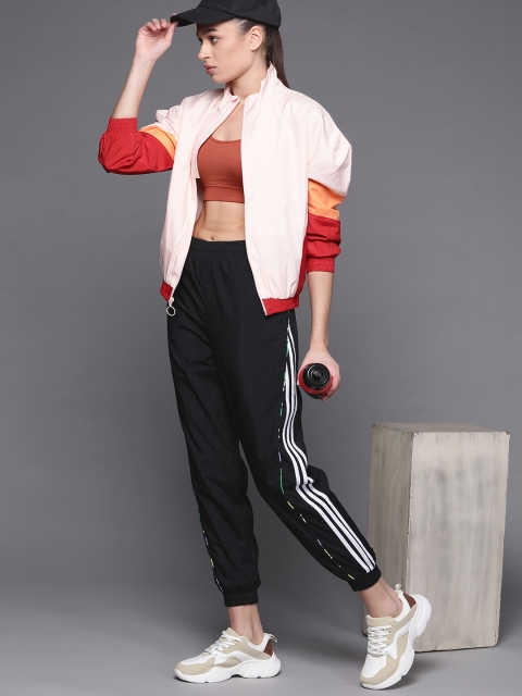 

ADIDAS Originals Women Black Solid Floral-Piping Woven High-Waist Track Pants