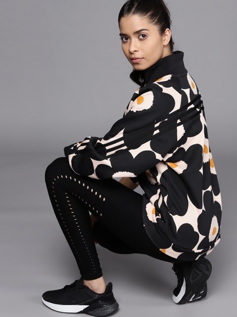 

ADIDAS Women Black & Peach-Coloured Printed Marimekko SPW Artist Jacket