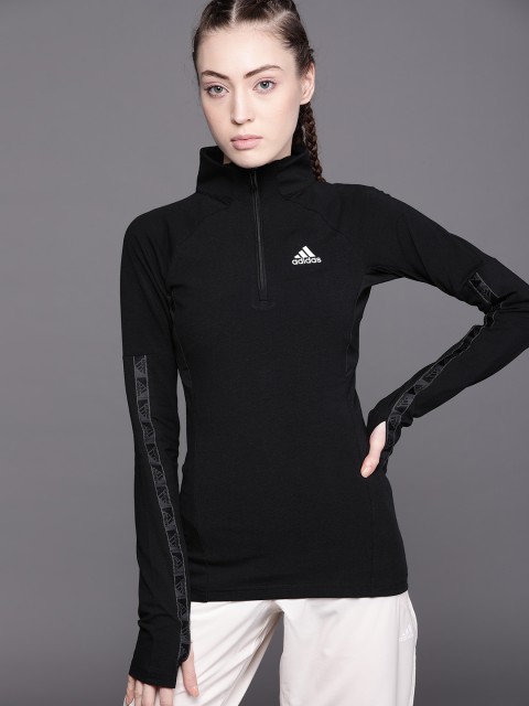 

ADIDAS Women Black Brand Logo Printed Aeroready Designed 2 Move T-Shirt