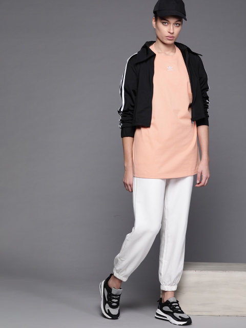 

ADIDAS Originals Women Peach-Coloured Pure Cotton Solid Longline T-Shirt