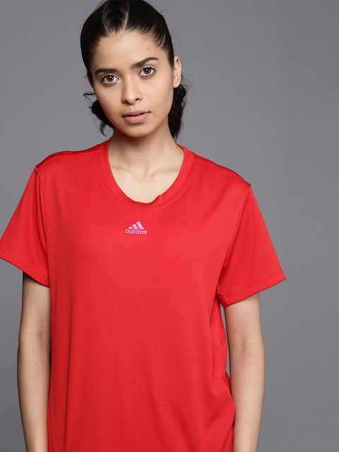 

ADIDAS Women Red Necessi Training or Gym Sustainable T-shirt