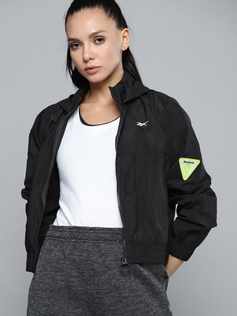 

Reebok Women Black Meet You There Woven Solid Training Jacket