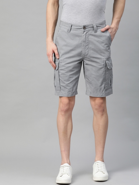 

Marks & Spencer Men Grey Pure Cotton Solid Mid-Rise Cargo Shorts